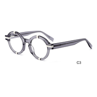 Vente en gros de nouvelles branches de lunettes brillantes rondes en acétate optique à la mode en combinaisons bicolores avec logo personnalisé