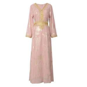 Traje de Viaje para el Desierto de Xinjiang, Estilo Dubái, Emiratos Árabes Unidos, Túnica para Mujer Árabe, Vestidos Estilo Sudeste Asiático, Medio Oriente, <span class=keywords><strong>Egipto</strong></span>, Poliéster, Cuello en V, Largo - Product Image 5