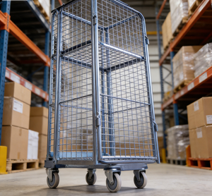 कारखाने-अनुकूलित गैल्वेनाइज्ड 4-शेल्फ रोलर उच्च क्षमता पोर्टेबल चल जंग-प्रतिरोधी रसद ट्रॉली भंडारण - Product Image 1