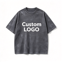 T-shirt en coton épais 300 GSM, teinture pigmentaire, coupe ample, logo personnalisé imprimé à l'écran, manches courtes, unisexe