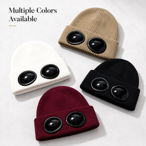 <span class=keywords><strong>Bonnet</strong></span> tricoté chaud et épais, style toque, avec lunettes intégrées – Le best-seller de l'hiver - Product Image 2