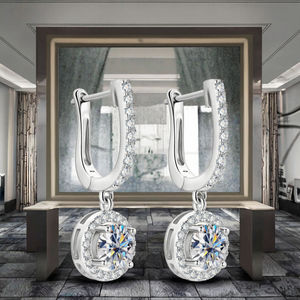 Modernos Pendientes de Aro Colgantes con Diamantes de Moissanita Chapados en Rodio de Plata 925 para Uso Diario Clásico de Mujer, Regalo de Boda, Moda - Product Image 2
