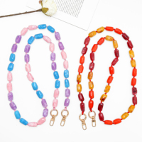 Lot de lanières de téléphone bandoulière en perles acryliques colorées, perles de 8 mm, longueur 134 cm, porte-clés métalliques, porte-carte d'identité personnalisé pour fans BTS