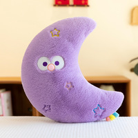 Coussin en peluche lune et étoile mignon, rembourrage en coton PP, pour canapé, lit, bureau, coussin lombaire, violet adorable, jouet décoratif en peluche