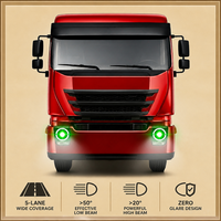 Nouvelles lentilles LED pour camion OEM/ODM, technologie double hyperboloïde, film bleu, Plug & Play, H4/H7, 3,0 pouces, 24V, 2600 lumens, 72W, ajustement universel