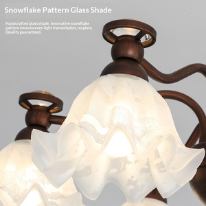 Lámpara de Techo Estilo Retro Francés de Mediados de Siglo, para Sala de Estar, Dormitorio, Comedor, con Control Remoto LED Marrón - Product Image 5