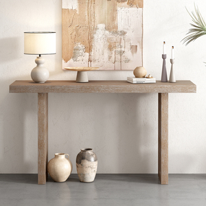 <b>U</b>_STYLE Oak Veneer Console Table Distinctive Side Shapes Entryway Hallway <b>Living</b> Room - Product Image 2