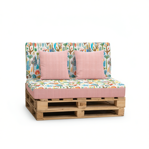 Set di 4 Cuscini Durevoli in Tessuto per Pallet da Esterno 120x80 + 120x50 cm, Spessore 12 cm, con Rivestimento Rimovibile per Divano da Giardino - Product Image 1