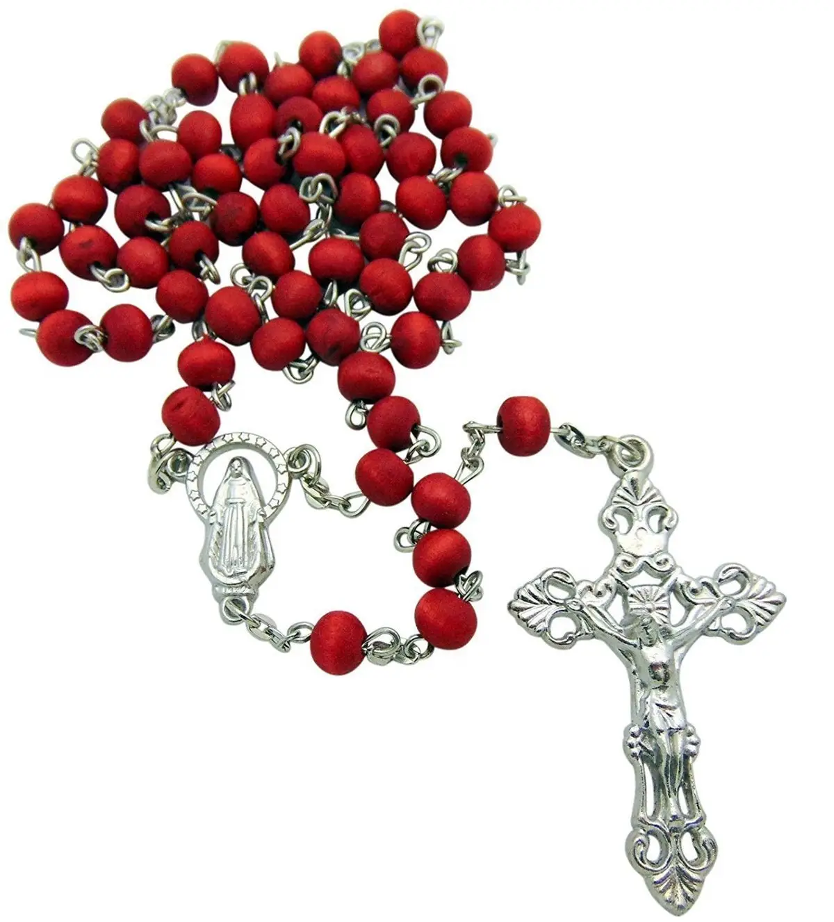 Collier chapelet catholique, 1 pièce, perles pour chapelet catholique, prière avec croix en bois, fournitures de église Christ, vente en gros