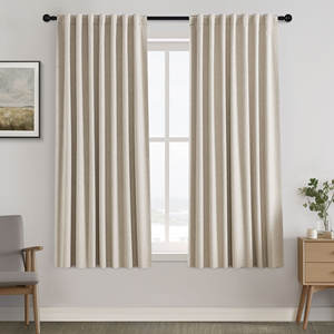 Rideaux Occultants Courts Thermiques Isolants Beige de 54 Pouces pour Chambre/Salon à Pattes Arrières/Poche à Tringle, Lot de 2 Panneaux - Product Image 1