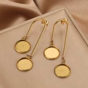 Base de piedras preciosas de acero inoxidable para hacer pendientes, joyería Diy, accesorios hechos a mano, venta al por mayor - Product Image 2