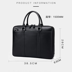 Borsa Portadocumenti da <span class=keywords><strong>Uomo</strong></span> in Vera <span class=keywords><strong>Pelle</strong></span>, Borsa per Laptop Portatile con Chiusura a Cerniera, Grande Capacità, Design a Tracolla - Product Image 2