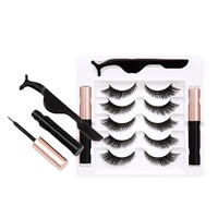 Kit de cils magnétiques longs effet œil de chat et queue de poisson, bande fine invisible, ensemble d'eye-liner liquide magnétique sans colle, ultra léger