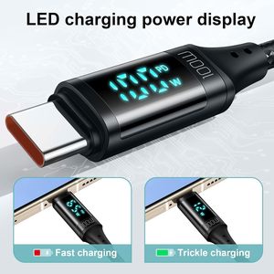 Câble de charge USB C vers C haute vitesse 100W 5A avec moniteur de <span class=keywords><strong>puissance</strong></span> numérique LED, câble de type C tressé en nylon pour téléphones et ordinateurs portables - Product Image 3