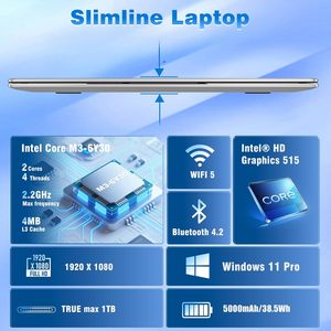 โน้ตบุ๊ก Naiklulu ขนาด 15.6 นิ้ว แรม 16GB SSD 256GB หน่วยประมวลผล Core M3 จอแสดงผล FHD ระบบปฏิบัติการ Windows 11 Pro เหมาะสำหรับนักเรียน - Product Image 2