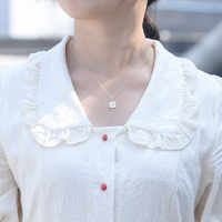 Nuevo Estilo de Joyería Romántica, Collar con Colgante Cuadrado de Plata 925 Chapado en Oro con Circonita Cúbica Individual