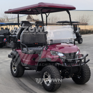 High Lifted Burgundy 6 Seater Golf Cart Side <b>Turn</b> Mirrors Deep Tread Tires For Mountain Camp <b>Off</b>-Road Leisure Trips - Product Image 5