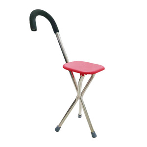 <b>Folding</b> Cane Chair Red Aluminum Alloy Convenient For Elderly Support <b>Stool</b> - Product Image 1