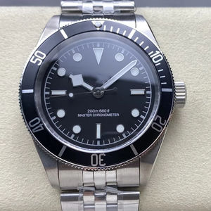 Montre mécanique étanche de qualité supérieure pour plongeurs, 41 mm, fabrication GR, acier 316L, mouvement ETA 2824, lunette noire, style vintage Black Bay. - Product Image 1