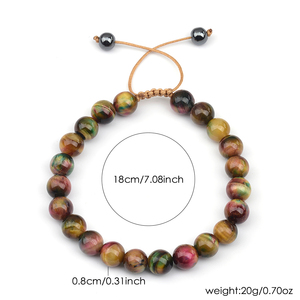 Venta al por mayor de cuentas de piedra de ojo de tigre teñidas naturales de 8mm pulsera ajustable brazaletes de cuerda trenzada hombres mujeres Yoga pulseras curativas - Product Image 6