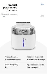 Fontaine à eau pour animaux de compagnie de haute qualité, écologique, <span class=keywords><strong>en</strong></span> acier inoxydable, 4L, avec batterie, distributeur d'eau sans fil, intelligent et automatique pour chats - Product Image 6