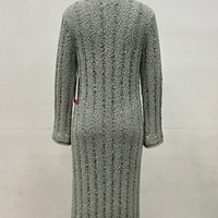 Robe longue pour femme Claire avec ruban fantaisie, OEM personnalisé, couleur unie, col rond, manches longues, tricoté