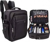 Sac à maquillage gratuit, grande trousse de maquillage pour maquilleuse, organiseur de rangement pour cosmétiques pour femmes, sac de voyage imperméable noir