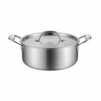 Ensemble de casseroles et poêles de cuisine haut de gamme en acier inoxydable 18/10, entièrement plaqué, compatible induction