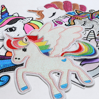 Patchs brodés de paillettes licorne colorée, appliques mignonnes de cheval pour vêtements, sacs, vestes, accessoires de confection DIY
