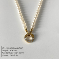 eManco PVD Or 14K Zircon Émail Fermoir Cercle Acier Inoxydable Anti-ternissement Pièces de Collier de Perles DIY