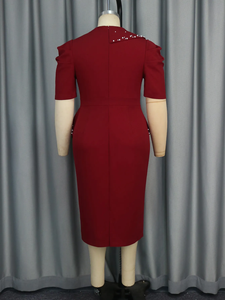 Đầm nữ dáng suông tay lửng cổ V phối bèo lệch vai đính hạt AM041035 - Product Image 6