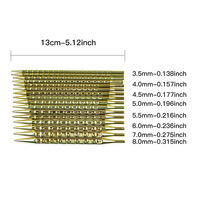Ensemble d'aiguilles à tricoter circulaires carrées interchangeables 8 pièces, têtes ondulées détachables plaquées or pour tricot de pulls et écharpes DIY