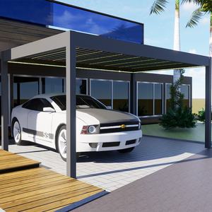 Auvent en aluminium résistant à la rouille <span class=keywords><strong>toit</strong></span> fixe imperméable extérieur jardin Pergola parking abri voiture avec cabanon - Product Image 3
