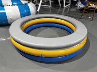 Hamaca de agua de anillo inflable DWF duradera personalizada para piscina Mar o lago con Red y portavasos equipo de juego de agua