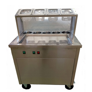 Fried <b>Ice</b> <b>Cream</b> Roll <b>Machine</b> Frozen Yogurt Maker <b>Machine</b> With Scraper - Product Image 1