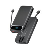 Batterie externe de chargeur portable 10000mAh, batterie externe à câble intégrée avec prise murale AC, batterie de téléphone à affichage LED pour Smartphones