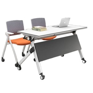 Table de conférence modulaire pliable rectangulaire avec roulettes, multifonctionnelle, pour bureau, salle de réunion, salle d'étude, espace commercial - Product Image 5