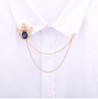 Haute qualité chemise décoration métal Clip Tailcoat collier broche broche costume broche Badge avec chaîne boucle chaîne collier Flip