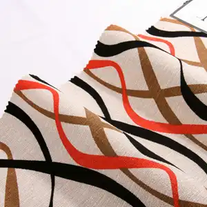 Wholesale 100% Polyester Stripe Printed Soft Woven Flocking Polyester Fabric