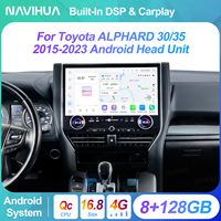 Headunit Navihua 16.8 Inci Desain Baru Double Din Octa-Core Pemutar Navigasi Multimedia Android untuk Toyota Alphard 2015-2021