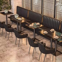 Ensemble Canapé de Luxe pour Restaurant, Table et Chaises de Salle à Manger Effet Marbre Noir, Banquettes pour Club, Café, Pub et Bar