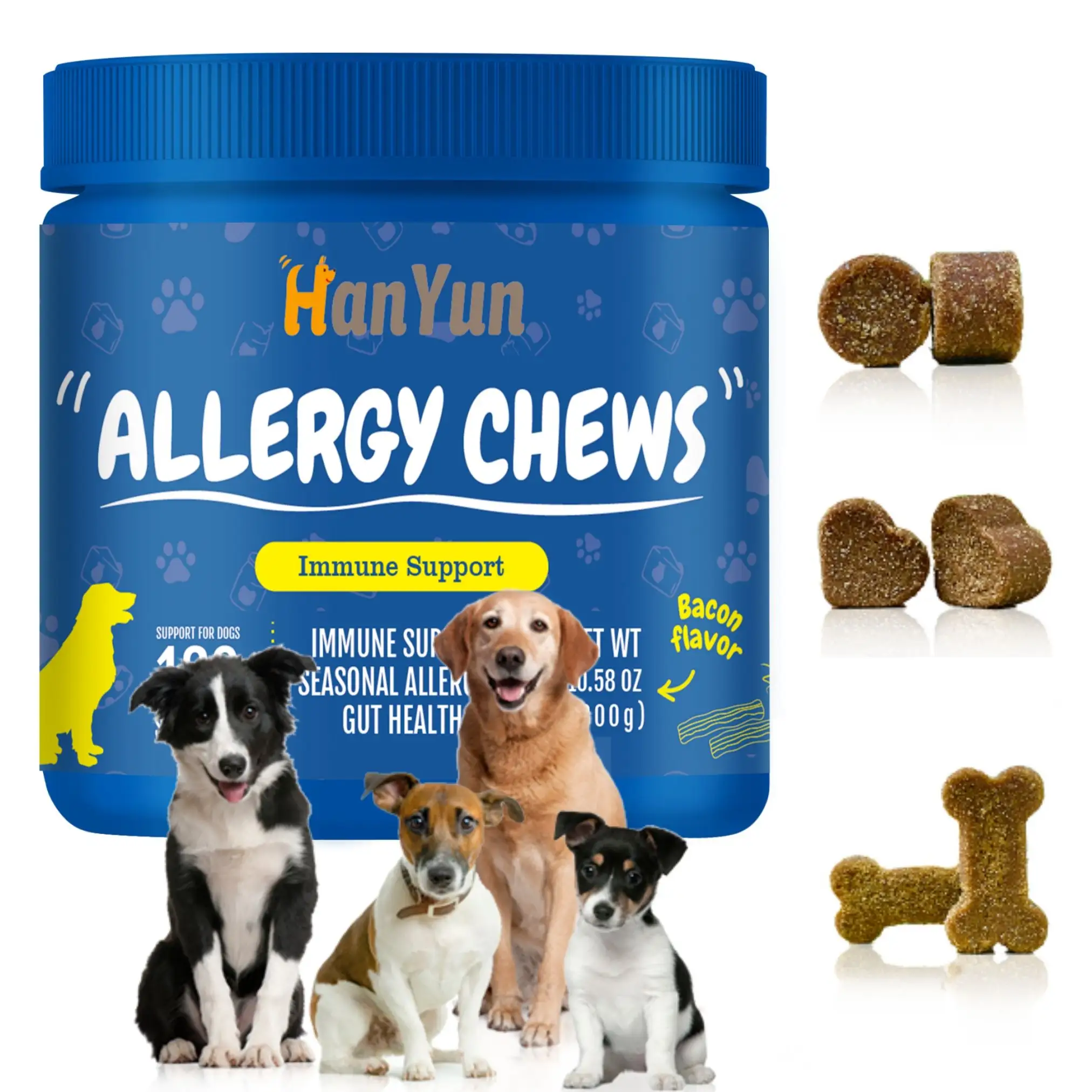 Dog Soft Chews Curcumin Cod Liver Fish Oil Vitamin C Seasonal Allergies Immune Support-Improves Digestion Aller