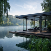 Gazebo Moderno con Estructura de Aluminio y Techo de Cristal, Pabellón Exterior con Techo Corredizo, Puerta Corrediza de Cristal, Pérgola Impermeable para Jardín, Patio o Terraza