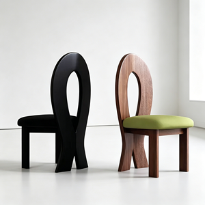 Silla de Acento Premium de Madera Maciza con Respaldo Hueco y Cojín Tapizado, Silla Lateral para Sala de Estar, Hogar u Hotel - Product Image 2