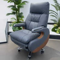Fauteuil de Direction Moderne Inclinable et Pivotant avec Réglage en Hauteur, Chaise de Bureau en Cuir Rembourrée à Dossier Haut pour Bureau à Domicile