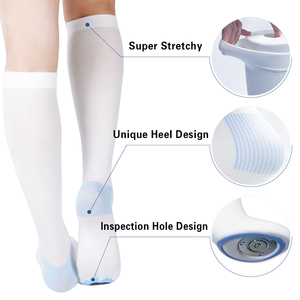 Kaos Kaki Kompresi <span class=keywords><strong>Anti</strong></span> Emboli dengan Logo Custom untuk Wanita, Setinggi Paha di Atas Lutut, Unisex 15-20 MmHg, Stoking <span class=keywords><strong>Anti</strong></span> Trombosis - Product Image 4