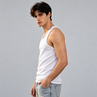 Tank Top Pria Katun Organik 100% Ukuran Besar, Ramah Lingkungan, Bernapas, Jahitan Samping, Kerah O, Pakaian Santai Sehari-hari, Kaos