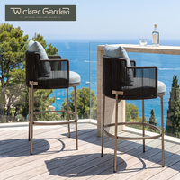 Chaise de bar moderne personnalisée, imperméable, pour l'extérieur, avec pieds en aluminium et en corde, pour hôtel, restaurant, maison d'hôtes, balcon