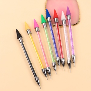 Herramienta de decoración de uñas de doble cabezal al por mayor, multifuncional, tipo bolígrafo para puntos de cera y cepillo de silicona con mango metálico - Product Image 4