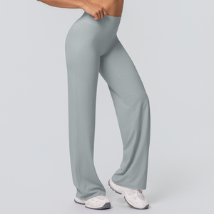 Pantalon de yoga taille haute à séchage rapide avec logo personnalisé, effet push-up, coupe large évasée, pour femme, idéal pour <span class=keywords><strong>la</strong></span> gym, le sport et le fitness - Product Image 2
